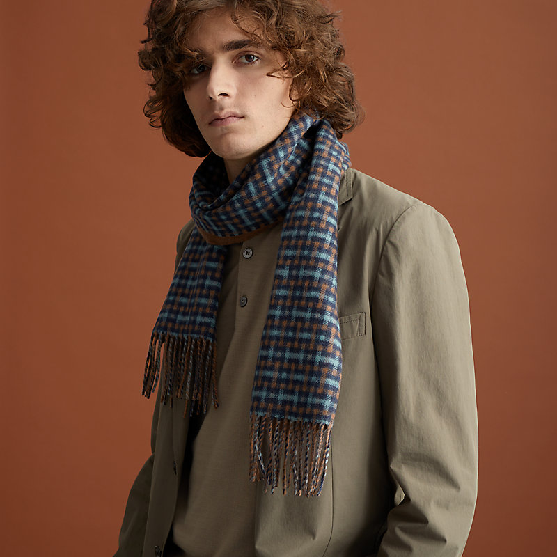 HERMES】H Ecossais Recto-Verso☆カシミアマフラー